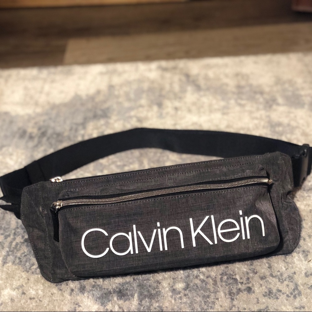 Calvin Klein gray performance logo belt bag